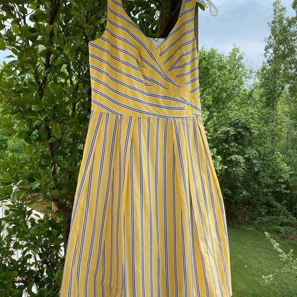 Talbots Yellow & Blue V-Neck Striped Sundress - Picture 6 of 6